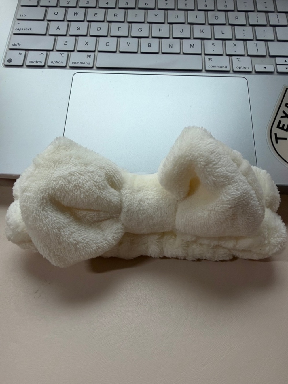 Plush Bow Headband for every day- Cream